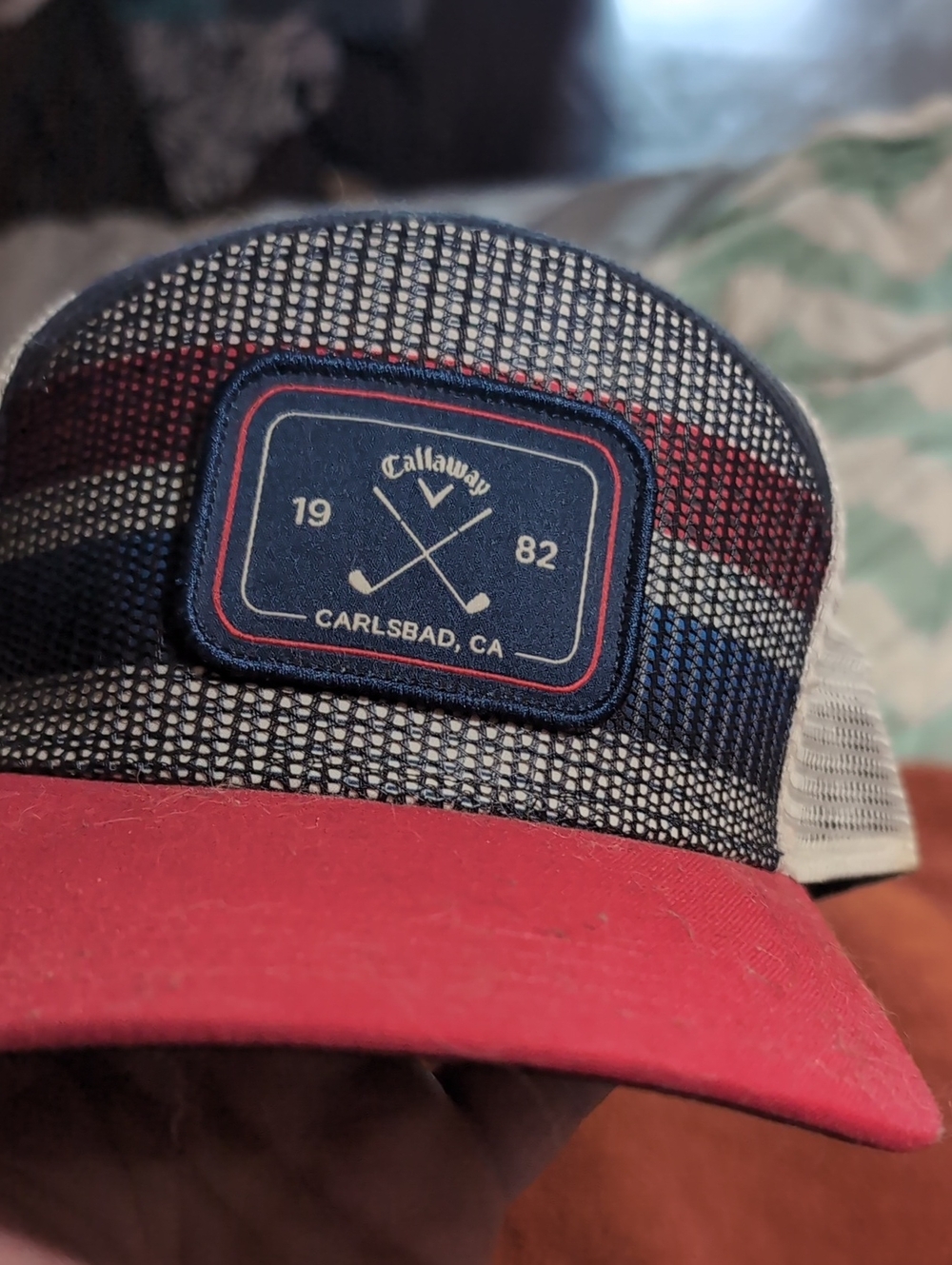 Callaway Red & Navy Striped Mesh Trucker Hat
